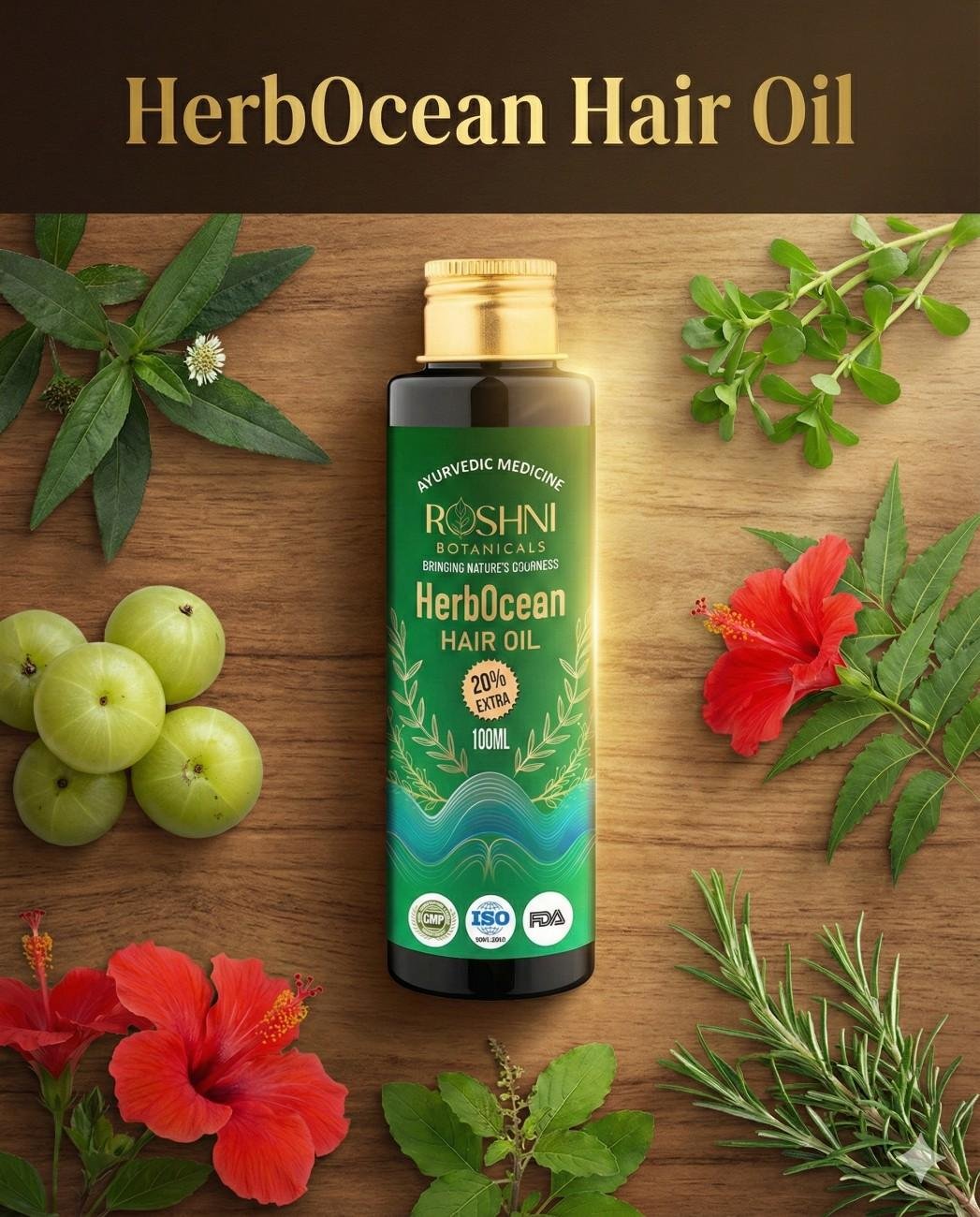 HerbOcean Hair Oil: The Best Ayurvedic Treatment for Hair Loss, Dandruff, and Weak Roots